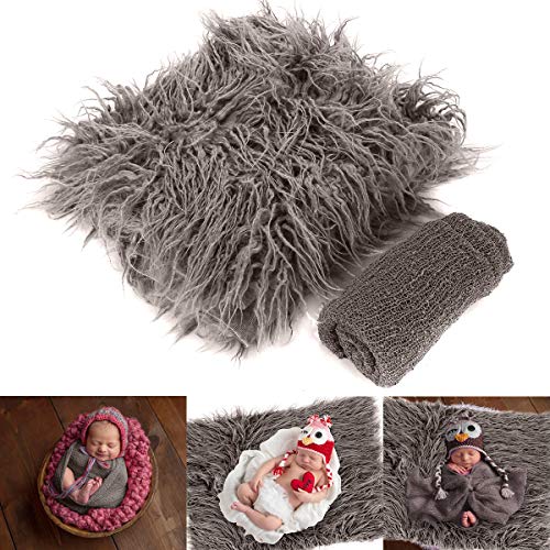 Topsale-ycld Newborn Photography Props, Soft Fluffy Blanket Wrap and Photography Wrap Shaggy Area Rug Photo Prop Multi-Purpose Swaddle Wrap Photography Mat for Babies- Coffee