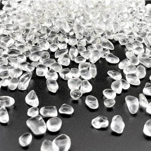 Image of Clear Glass Stones, 0.85LB /385g Aquarium Gravel Rocks, Clear Aquarium Pebbles for Fish Tank, Sea Glass Rocks for Vase Filler Craft