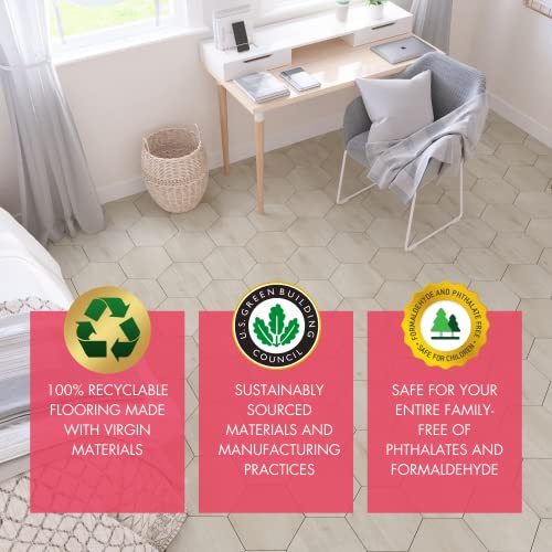 Basecore Hex Hexagon Vinyl Flooring Pistachio 5.75" Diy Self Adhesive Textured Modern Floor Tile Peel & Stick Tile | Sample Tile #TOP4