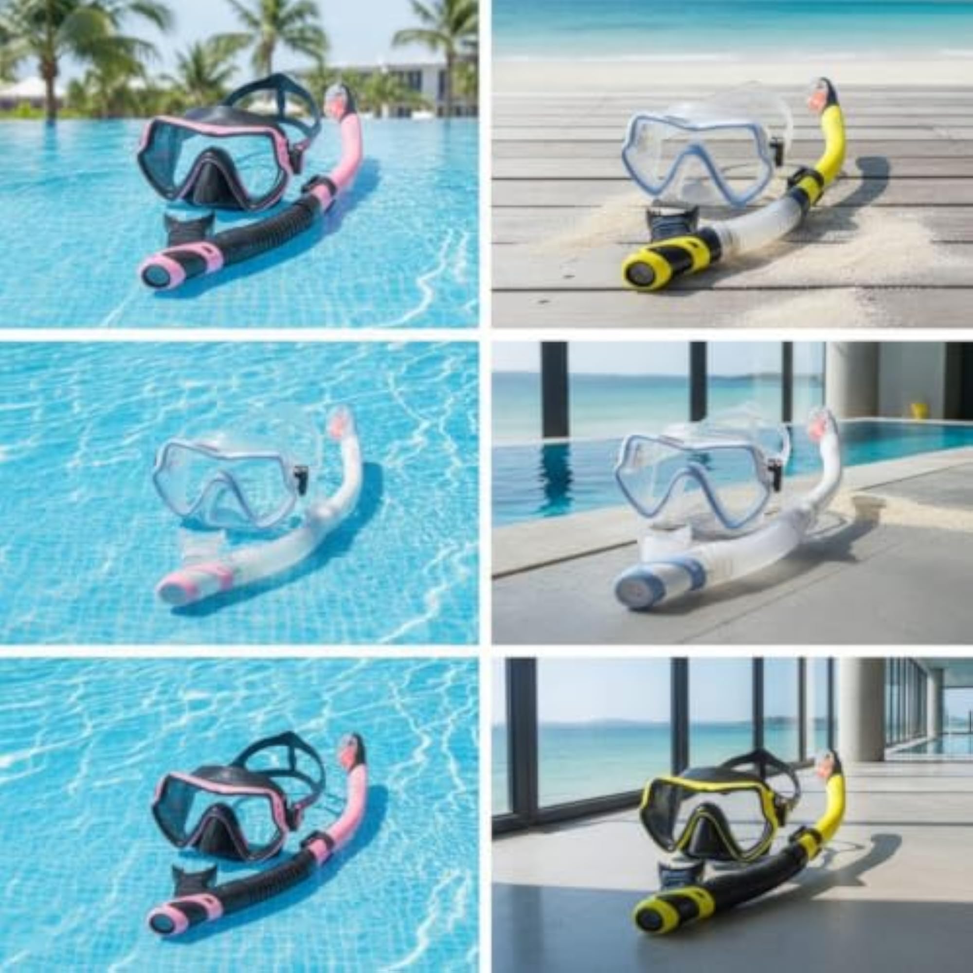 Integrated Snorkeling Mask with Snorkel Wide-View Diving Mask