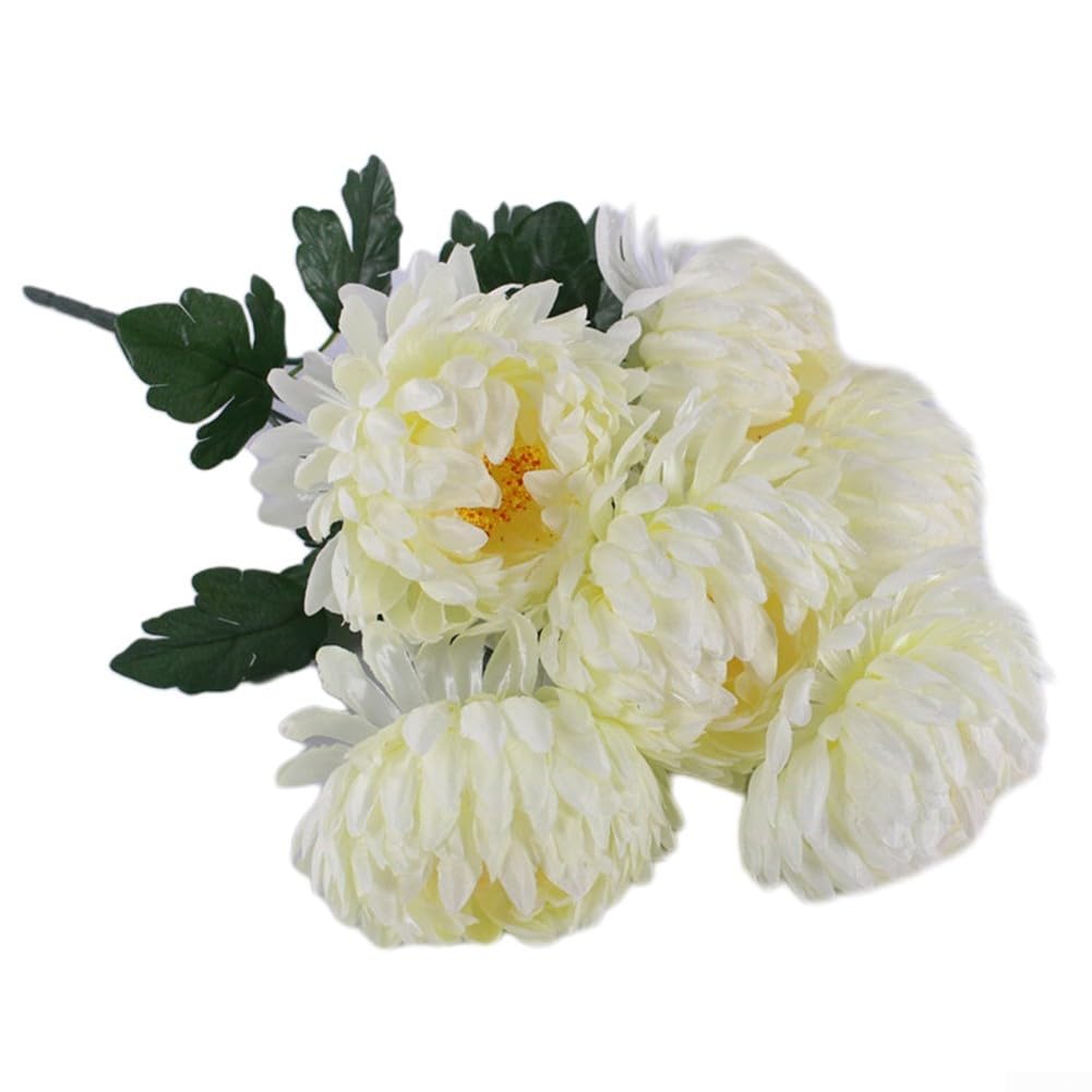 Fleurs de cimetière artificielles blanches : bouquets de chrysanthèmes de commémoration