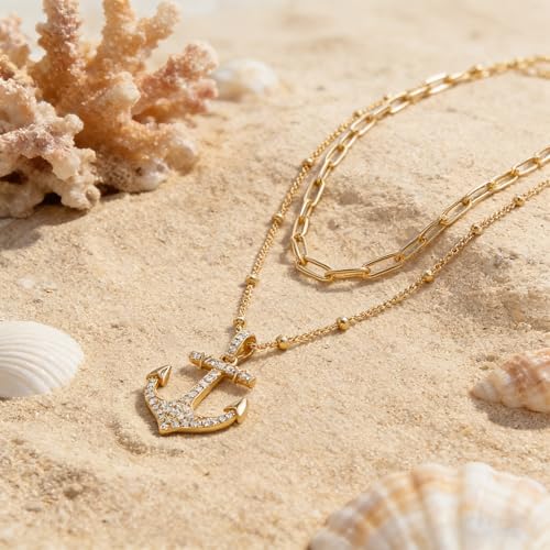 Image of MEVECCO Dainty Pendant Layered Necklaces for Women