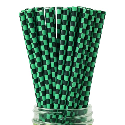 100 Pitillos Desechables de Papel Verdes y Negros miniatura 1
