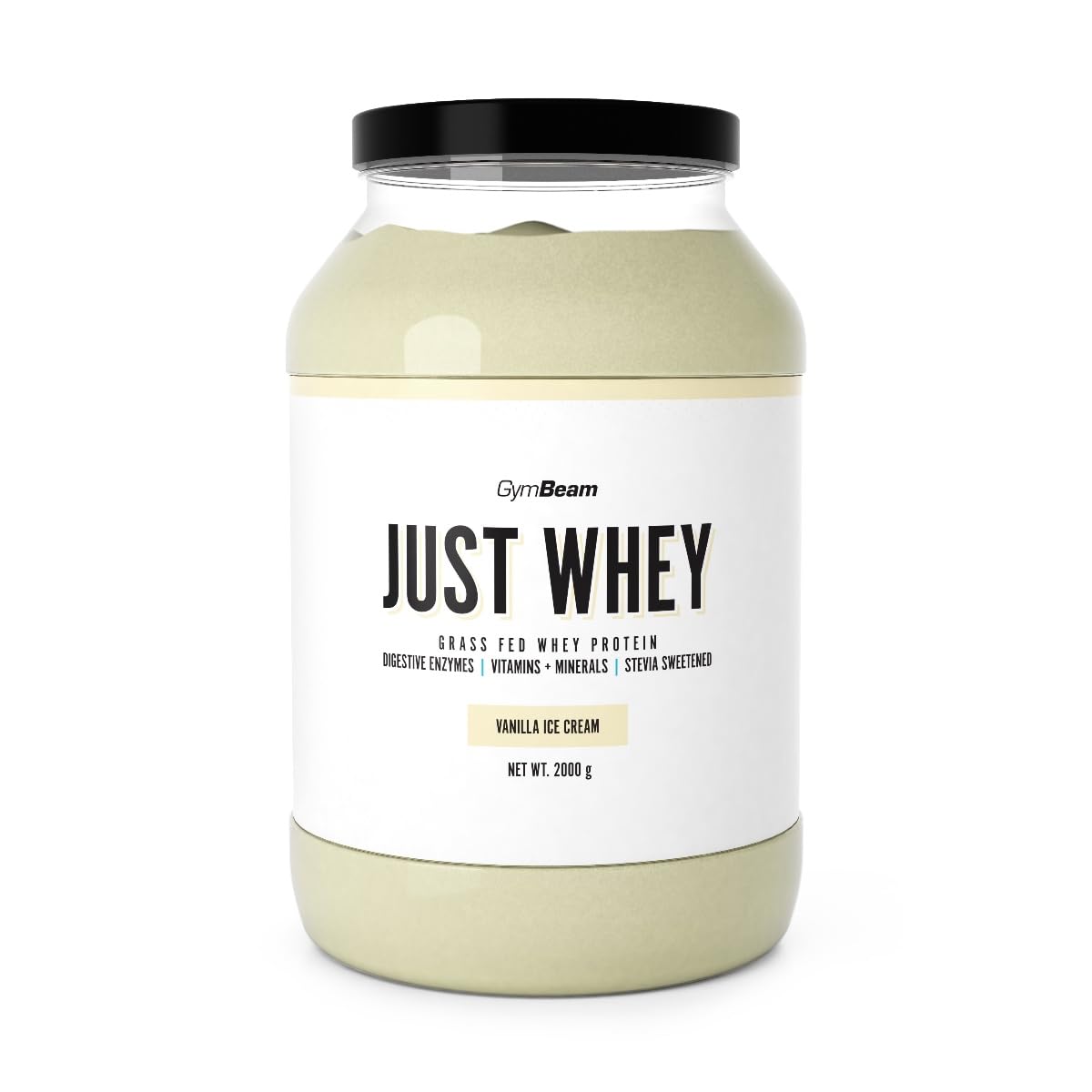 GymBeam Just Whey Protéine de Lactosérum Multi-Ingrédients – Jusqu'à 22,8 g de Protéines et 6,5 g de BCAA, DigeZyme®, Saveur Vanille, 2000 g (66 portions)