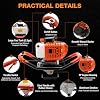 Auger Post Hole Digger 52cc-2 Stroke Gas Powered Earth Digger Garden Fence Plant Soil Digging Tool with Drill Bits (4'', 6 & 8) and Extension Rods