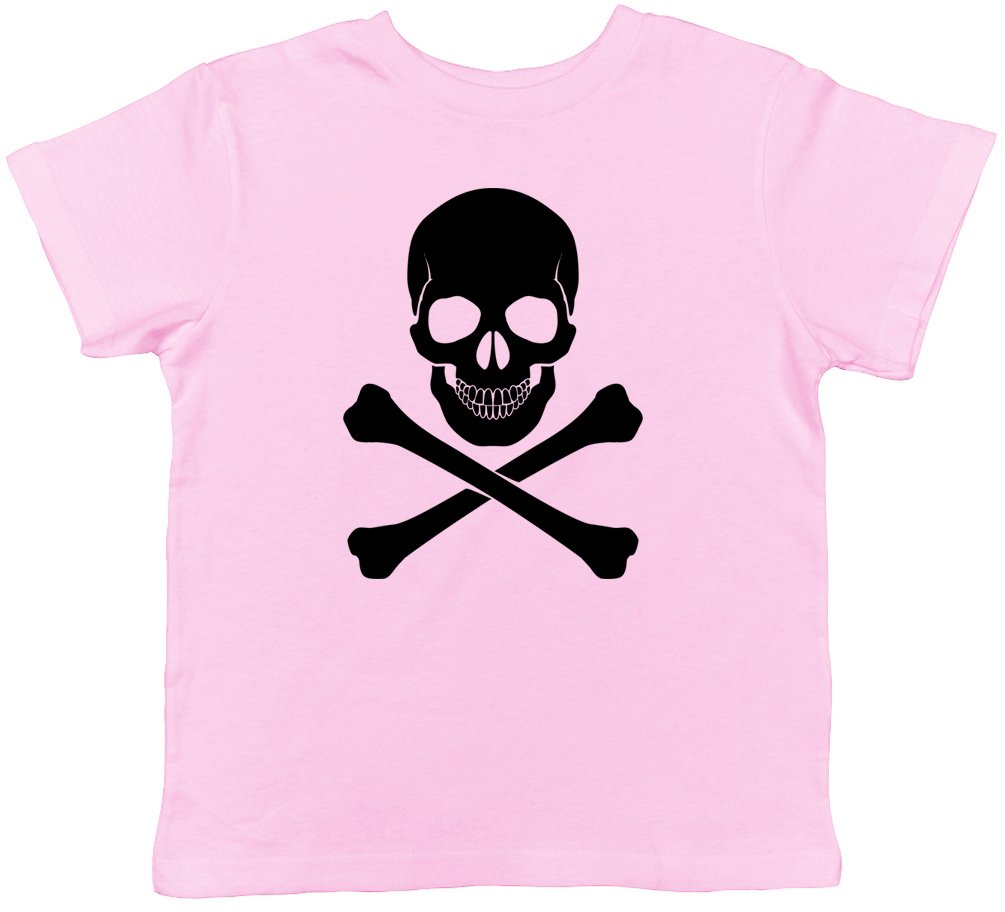Shopagift Skull and Crossbones Gothic Childrens Kids Short Sleeve T-Shirt Light Pink