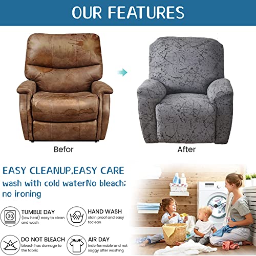 Image of Eco-Ancheng Recliner Slipcovers 4-Pieces Lazyboy Recliner Covers Recliner Couch Covers Recliner Chair Cover Non Slip Reclining Slipcovers with Storage Pockets Furniture Protector for Living Room