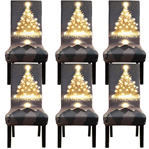 Fuloon Stuhlhussen 6er Set, Universal Stretch Abnehmbare Weihnachten...