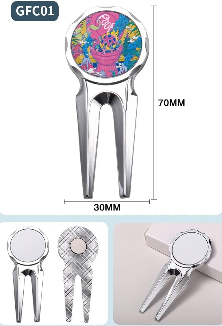 30pieces Sublimation Blank Golf Fork Divot Repair Tool Divot Tool and Ball Marker, DIY Heat Transfer Print Gift Ideas Golf Fork Multitool for Men Golfers
