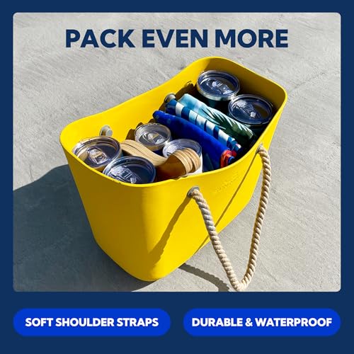 SUN NINJA Rubber Beach Bag - Extra Large Waterproof EVA Tote Bag with Rope Handles for Beach3