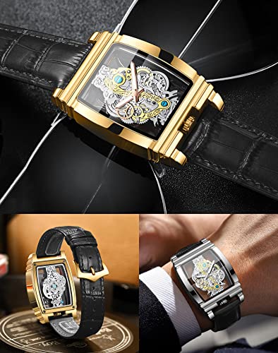 Buy FORSINING Men's Luxury Hollow Skeleton Watch Black Gold - Image 6