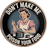 LMDDFZS Poison Your Food Metal Sign 8x8in Round Humorous Plaque for Kitchen Wall Decor Chef Gift