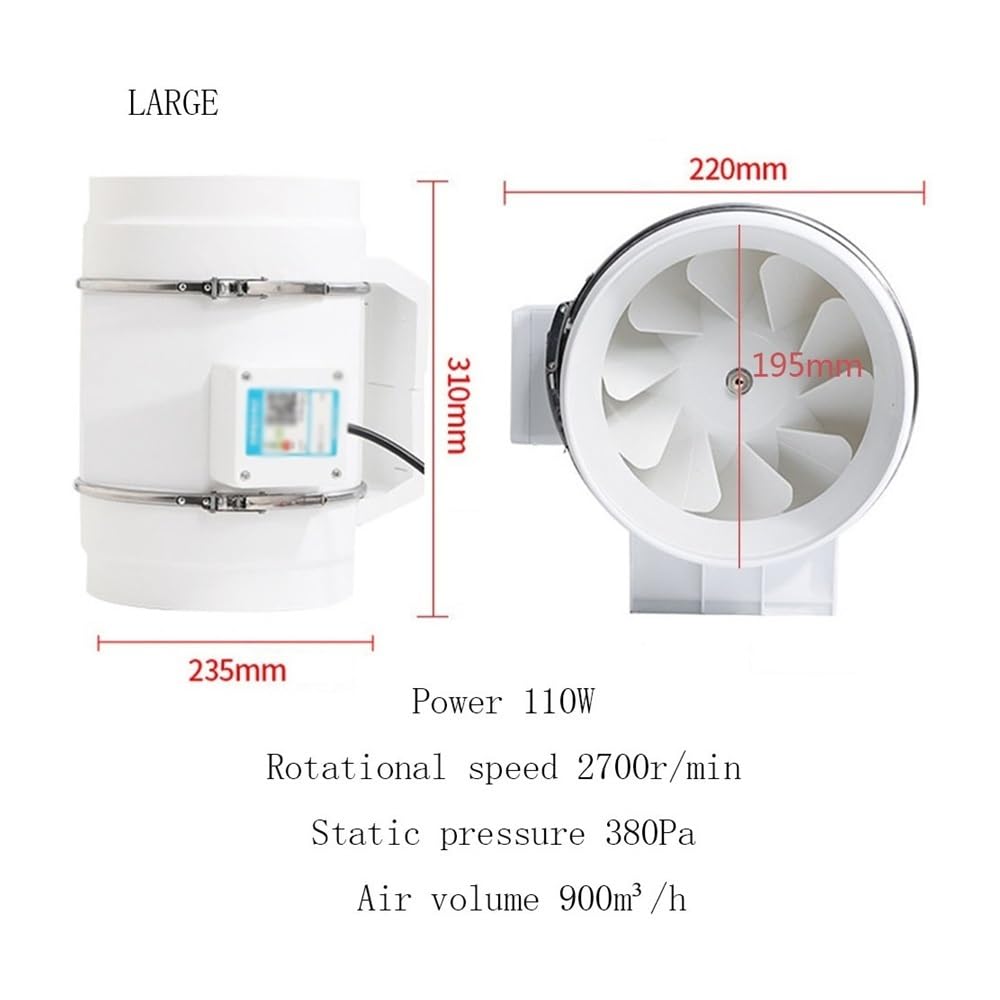 Ventilatore di scarico del bagno, Ventilatore di scarico commerciale Ventilatore di ventilazione domestico Cucine silenziose Centri commerciali Stanze, per Soffitta, Garage, Pollaio(L)
