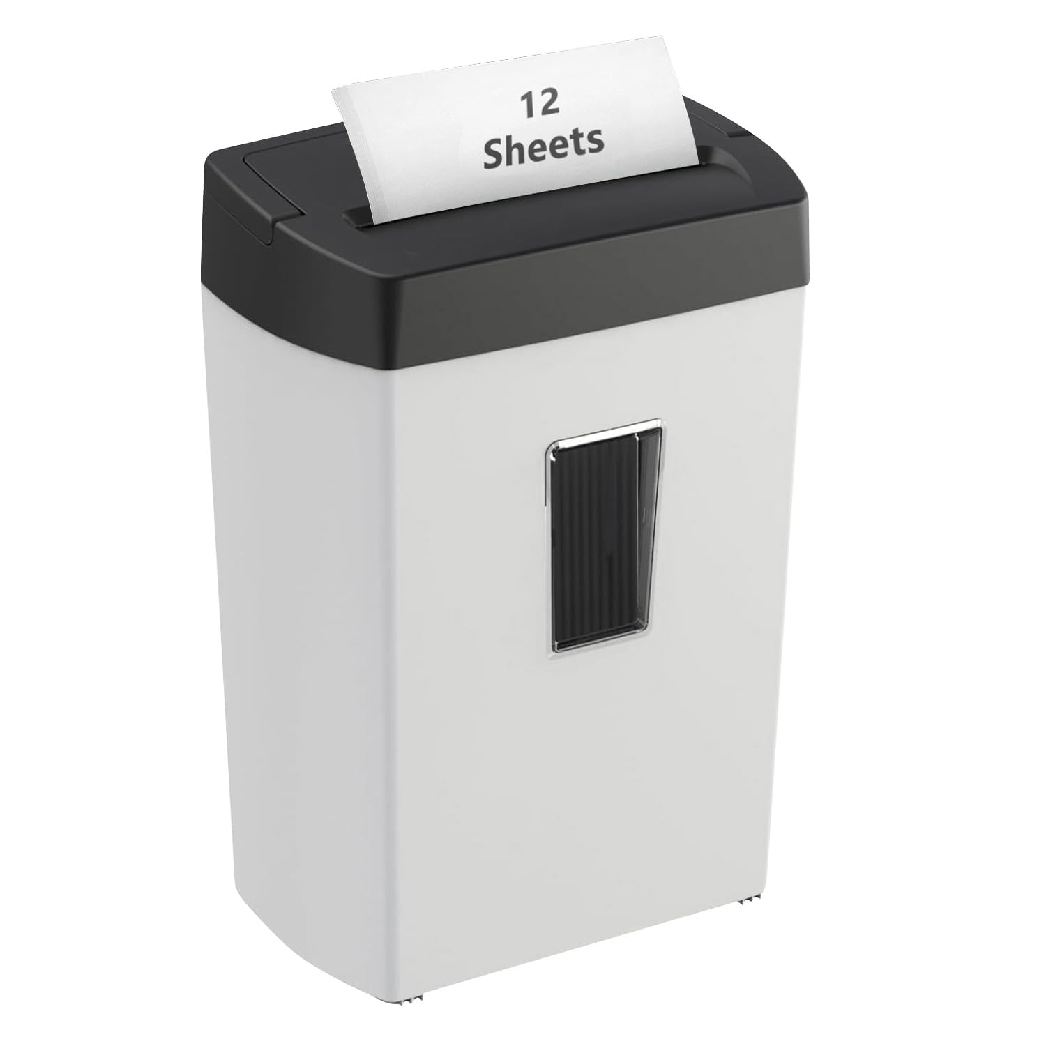 Bonsaii 12-Sheet Cross-Cut Paper Shredder, P-4 Security, Credit Card &amp; Document Shredder for Home/Office, 6-Min Run with Overheat Protection, Compact Handle, 5.5-Gal Bin, Black/White