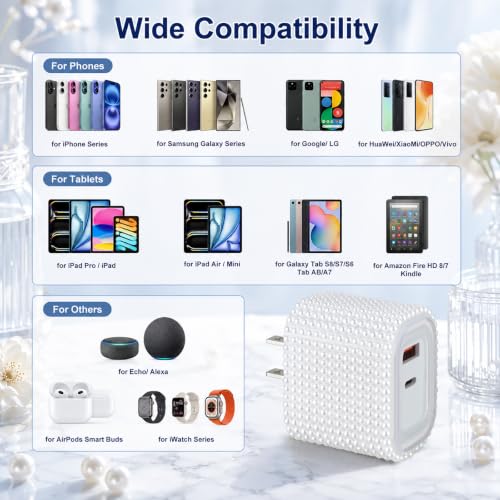 Image of Aolcev for iPhone Charger Fast Charging Pearl 2 in 1 USB C Charger Block