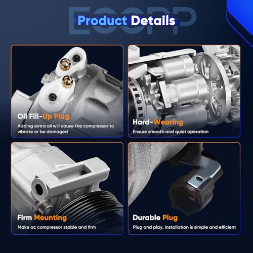 Image of ECCPP AC Compressor for Infiniti I35 for Nissan Maxima 3.5L 2002-2004 | Fast Cooling AC Compressor with Clutch