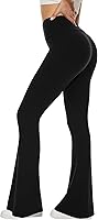 Sundwudu Black Flare Yoga Pants for Women - High Waist Bootcut Leggings Tall Long Bootleg Soft Stretchy Palazzo Pants