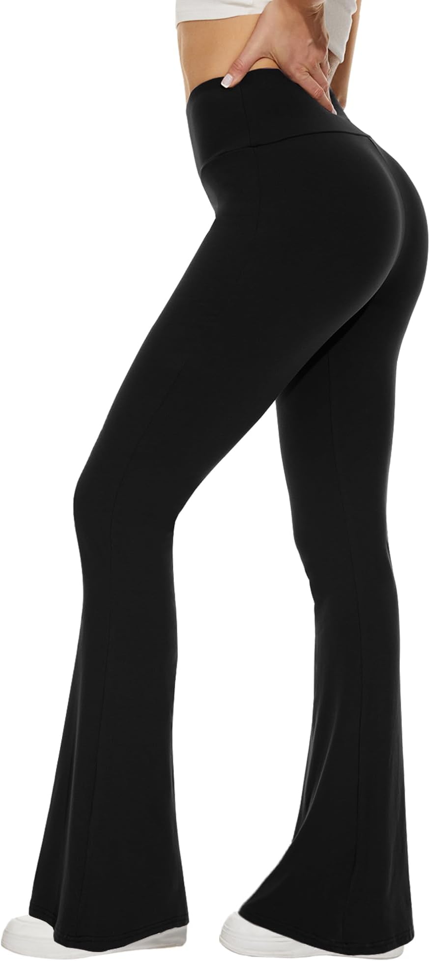 Black Flare Yoga Pants for Women - Soft High Waist Bootcut Leggings Tall & Long Bootleg Pants for Women