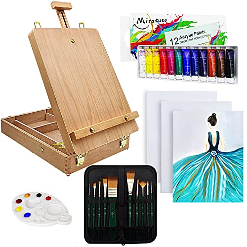 Deluxe Art Supplies 27 Pieces Art Set with Tabletop Easel, 12 Colors...