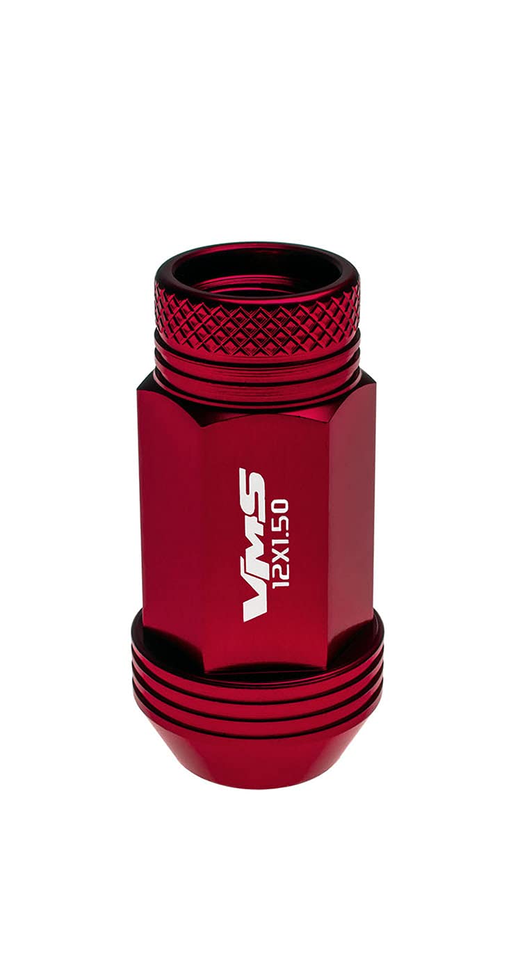 VMS RACING 12x1.5 20PC Piece RED Anodized 44mm Long Open End Lightweight Aluminum Racing Lug Nuts Compatible with Chevy Chevrolet Corvette with 5 Lug Wheel Pattern (Pack of 20)