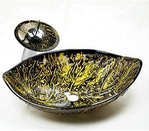 Lavabo en verre trempé coloré et robinet de salle de bain moderne Gowe