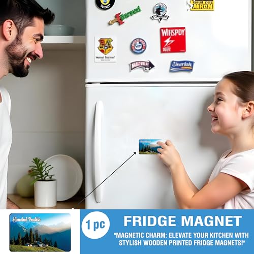 Image of Elegant Fridge Magnet with Themes |Rectangular Size Refrigerator Magnet with Magnetic Rubber Back | Pack of 1, 8.6cm X 5.4cm (Himachal Pradesh - Design 2)