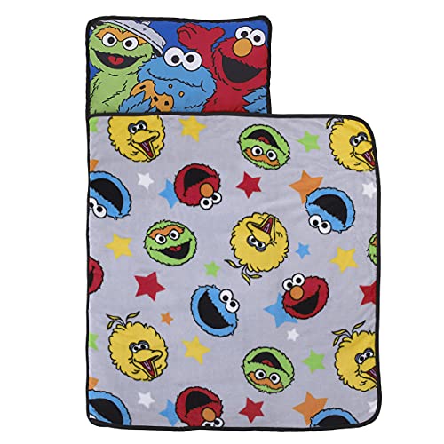 Sesame Street Adventures Blue, Yellow and Red Elmo, Big Bird, Oscar The Grouch and Cookie Monster Toddler Nap Mat