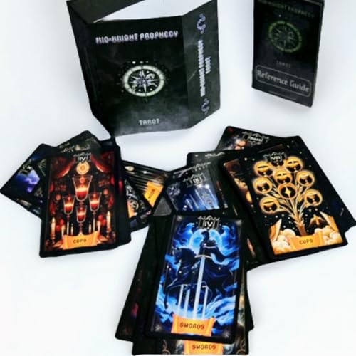 Mid-Knight Prophecy Tarot – 78-Card Deck with Purple Foil Edges, Major & Minor Arcana, Guidebook, and Hard Case – Unique Tarot Cards for Beginners and Experienced Readers. (Arise Entertainment, LLC)