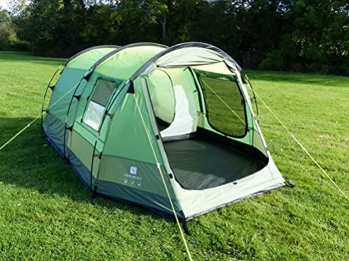 OLPRO Abberley 2 berth 3.7m x 2.2m Tunnel Tent Green - 5000mm waterproofing UV Protection Canopy Poles & sewn in groundsheet.