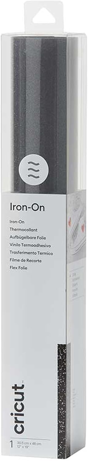 Cricut Glitter Iron On | Black | 48cm (19") | Heat Transfer Vinyl Roll (HTV) | for use with All Cricut Cutting Machines
