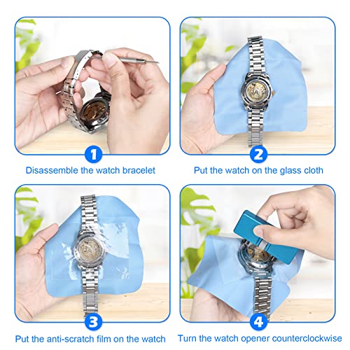 JOREST Herramienta Cambiar Pilas Reloj, Llave para Abrir Relojes,Aparatos para Quitar Tapa de Reloj, Abrir Tapa Reloj+Herramienta de pasador+Película Antirrayado+Paño limpiador+Manual de instrucciones