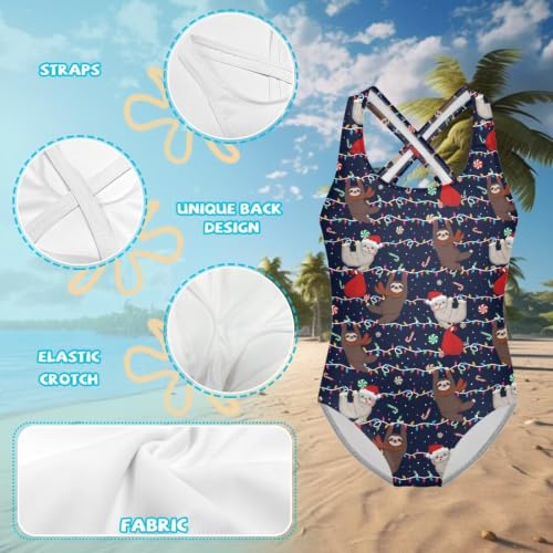 Image of Girls One Piece Swimsuits Quick Dry Beach Bathing Suit Crossback Swimwear 5-14 Years