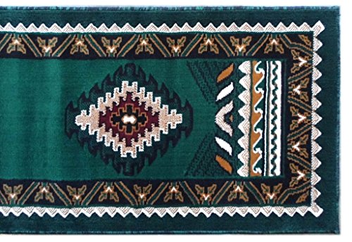 Southwest Native American Area Rug Runner Design Kingdom D 143 Hunter Green (2 Feet X 7 Feet) #TOP5