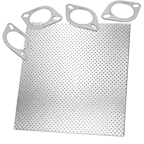 Dichtungspapier Auspuff Dicke 1,6mm Auspuffdichtung krümmerdichtung Papier Auspuff Dichtung Mehrlagige Metallplatte Hitzebeständig bis 350 Grad für Krümmer, Flansch & Auspuffsysteme (20X20CMX1.6MM)