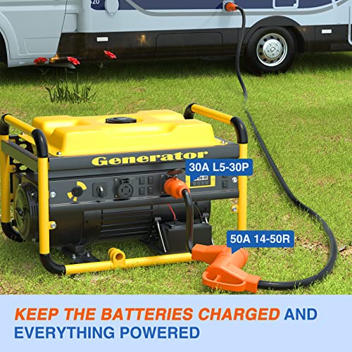 Image of Nilight RV Generator Adapter Cord 30Amp to 50Amp 3 Prong Pure Copper Heavy Duty Twist Lock Male Plug 10 Gauge Wire L5-30P 14-50R 30M /50F for RVs Camper Caravan Van Trailer