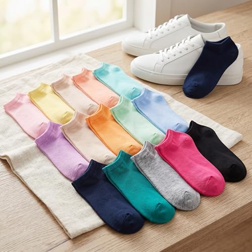 Image of Tipi Toe Women's & Girls 20 Pairs Colorful Patterned No Show Socks For Women Size 9-11