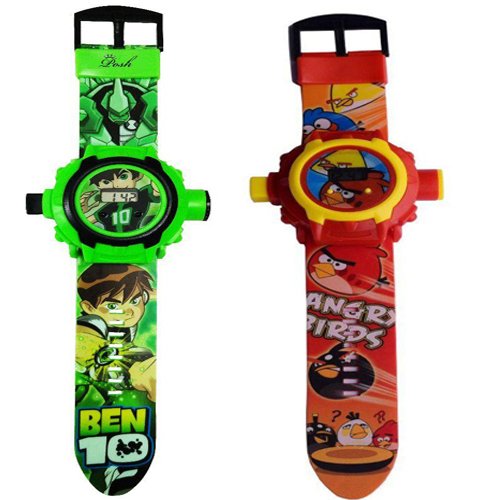 aquaras kid's ben 10 and angry bird projector watch, 24 images (Multi color) - pack of 2 aquaras kid's ben 10 and angry bird projector watch, 24 images (Multi color) - pack of 2