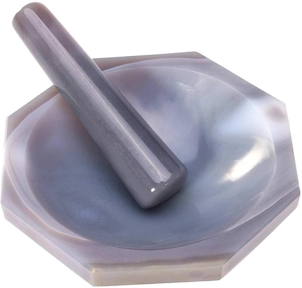 Agate Spice Grinder Set Handheld Mortar and Pestle for Grinding Seasonings Garlic and Pepper Kitchen Tool for Mixing and Grinding Seasoning Mill for Herbs and Spices