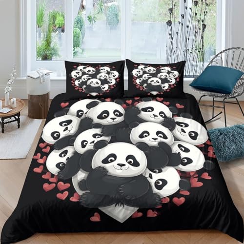 Funda nórdica de panda 3D en microfibra premium de 200x200cm con cremallera 2