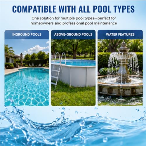 Swimming Pool Purifier, Pro Pool Water Purifier Liquid – Crystal Clear Pool Water | Safe for Inground, Above-Ground Pools & Water Features | Fast-Acting Pool Clarifier - Hozone X-2 Pack