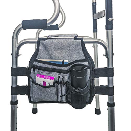 Side Walker Bag (Double Side), Walker Organizer Accessory Bag with Cup Holder, Provides