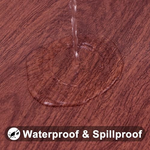 Smiry Square Table Cloth Cover, Waterproof Elastic Fitted Picnic Tablecloth, Wipeable Flannel Backed Vinyl Tablecloths for Camping, Dining, Outdoor (Reddish Brown, 42" x 42") by Smiry - Used condition - Image 3