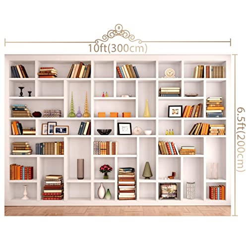 Maijoeyy 10x6.5ft Bookshelf Backdrop Bookcase Background for Online Office Conference Webcam Decoration
