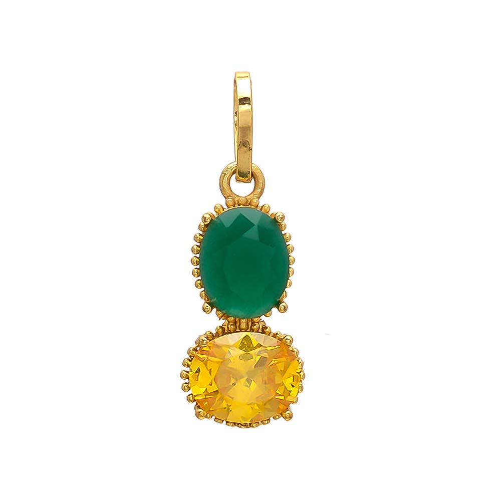 Shree Shyam Synthetic Stone Panna/Emerald And Pukhraj/Yellow Sapphire Pendant/Locket For Men And Women