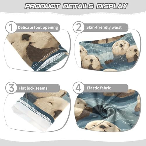 Girls Leggings Animal Sea Otters Cute Soft Toddler Leggings for Girls Kids Pants Size 4T-10T3