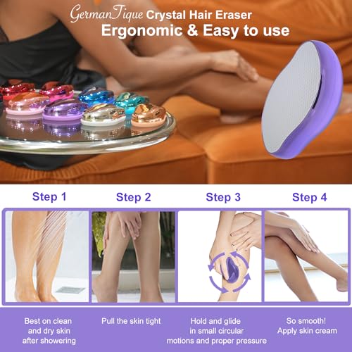 Image of Crystal Hair Eraser,Natural Crystal Hair Remover,Reusable Painless Nano Glass Hair Removal Device Without Shaver,Gentle Crystal Epilator and Exfoliator for Soft Silky Skin(Violet)