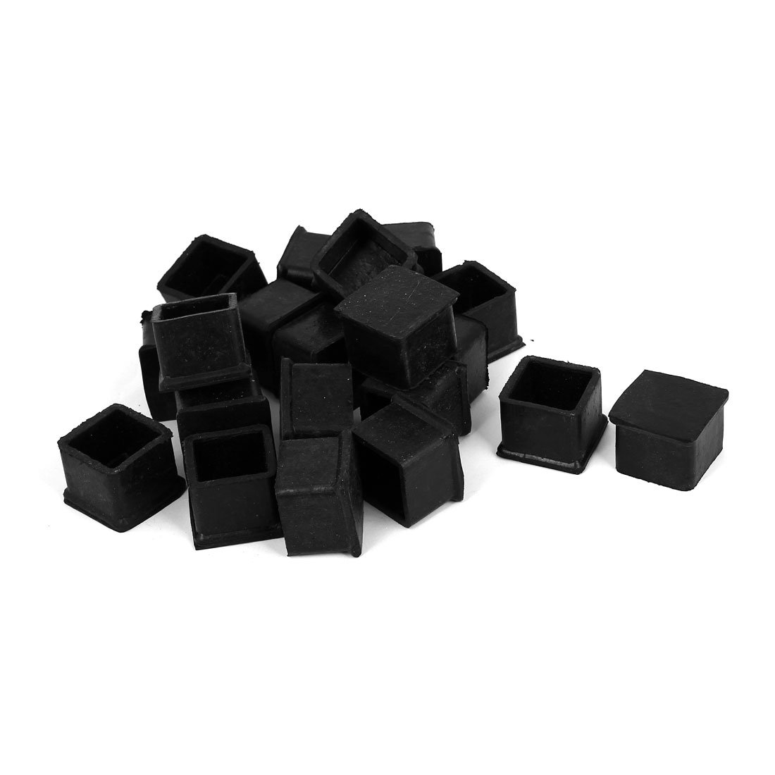 Uxcell Black Sourcing Map Rubber Square Furniture Desk Foot Cover Cap 25Mmx25mm 20Pcs