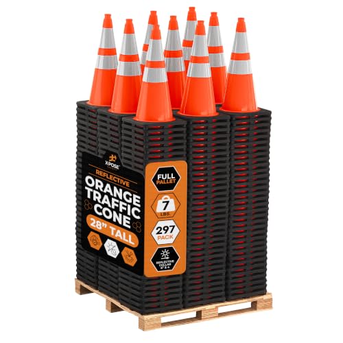 Image of Xpose Safety 28 inch Orange Traffic Cones, Bulk Full Pallet 297-Pack
