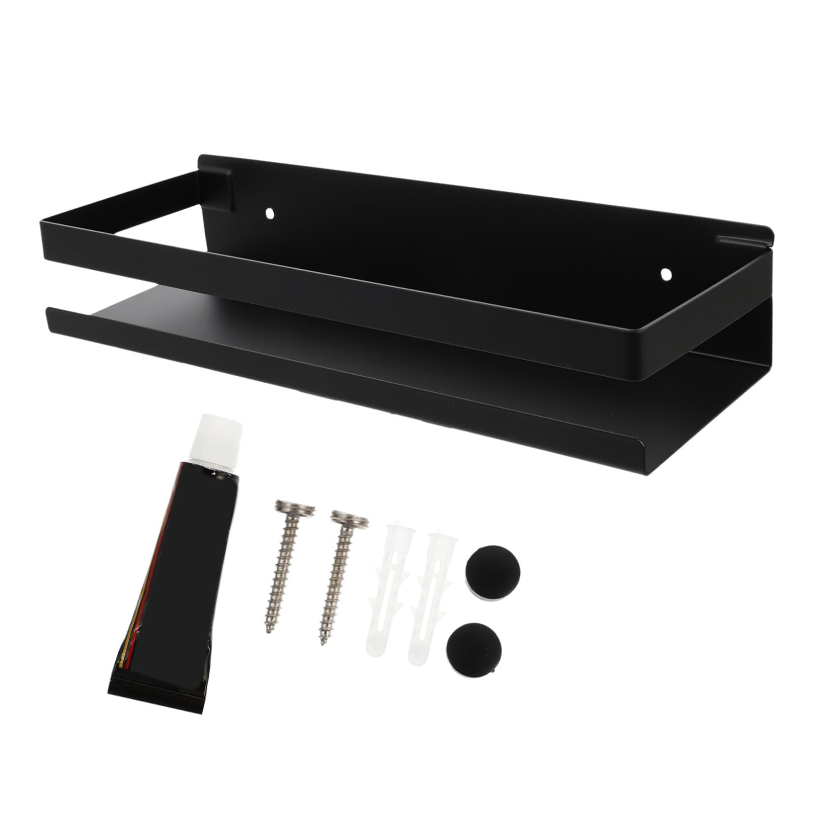 Pratico Portaoggetti Da Parete in Metallo Senza Foratura in Acciaio Inox 304 Per Cucina E Bagno Nero