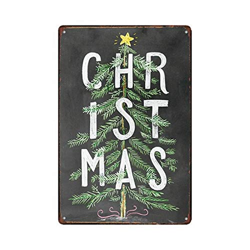 Targa In Metallo Vintage Alberi Di Natale | 20.3x30.5 Cm | Cartello Retrò Per Parete | Decorazione Da Interno/Esterno | Bar, Caffetteria, Casa